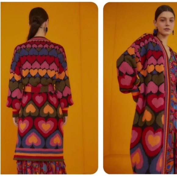 NEW FARM Rio Full of Hearts belted cardigan/ coat. - Picture 8 of 11